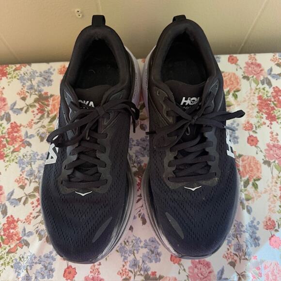 Hoka One One Bondi Men's 9B 1127952 BWHT Running Athletic Sneaker Shoes Black - Picture 4 of 11